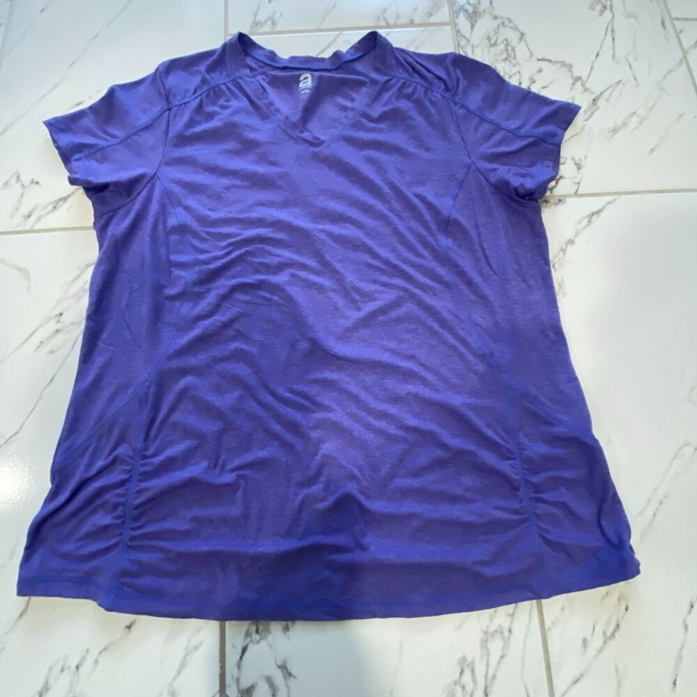 Avenue Womens 18 20 Purple V Neck Short Sleeve Active Top Made China